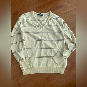 Givenchy Sport Vintage Long Sleeve Cream & Black striped V-neck Sweater 36